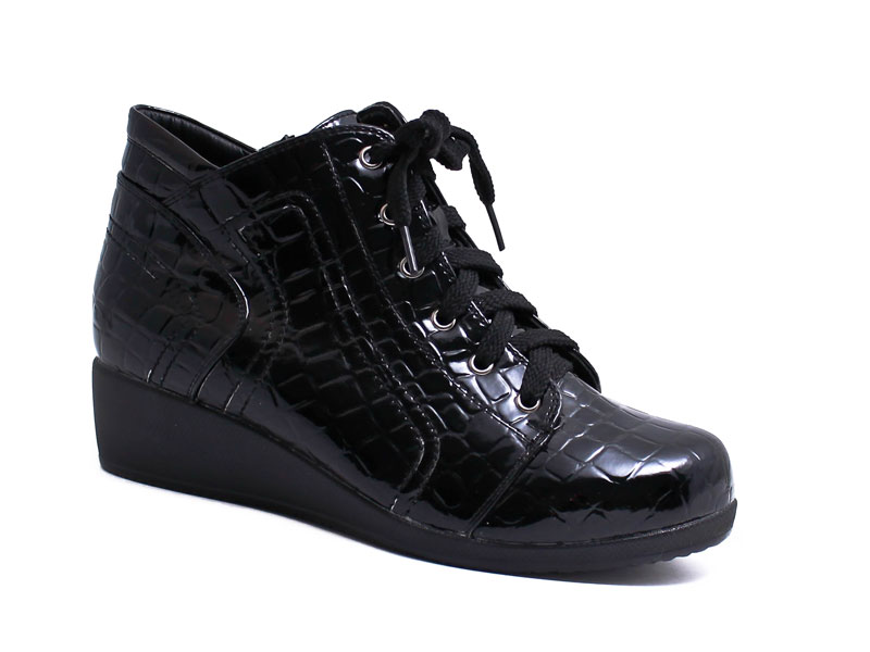 B6387-1 ботинки женские иск.кожа байка черный (SANDWAY)/6 36-41